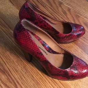 Red and back wedge heels
